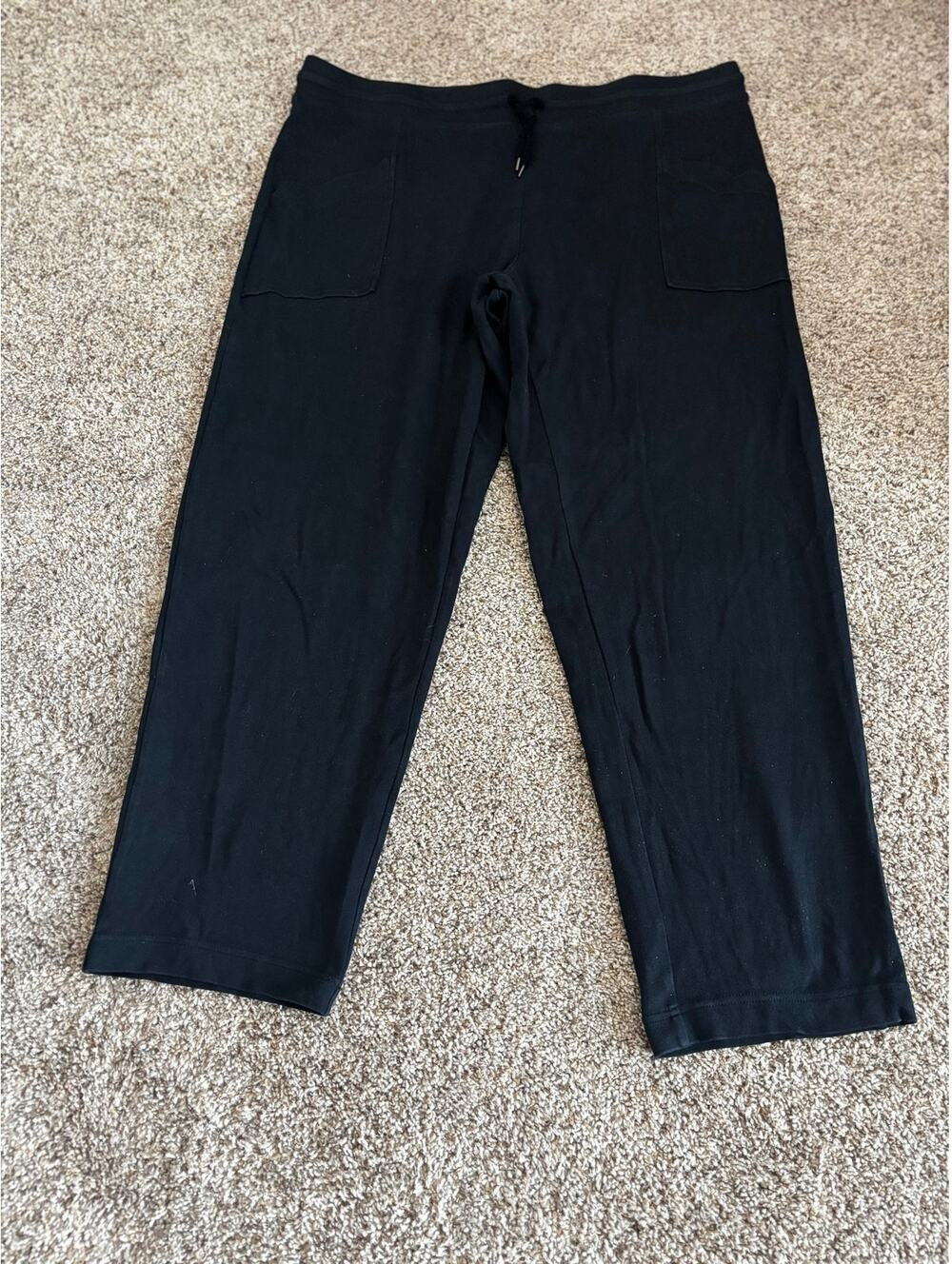 Pure Jill cotton/spandex blend black casual pants, wide cropped legs, XL